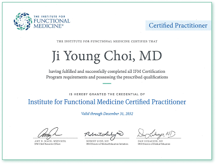 Dr. Jiyoung Choi IFM Certified Practitioner IFMCP Certificate